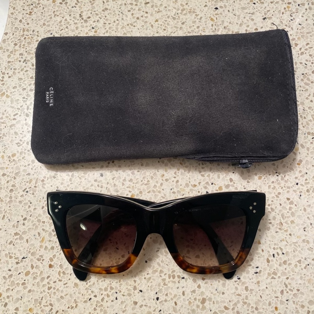 Celine Black and Tortoiseshell Cat Eye Sunglasses